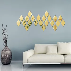 Incrizma Teardrop Mirror Stickers Wall Decor Removable Acrylic Mirror Wall Stickers 3D Mirror Wall Art Decals for Living Room Bathroom Home Office Background Decorations (Gold)