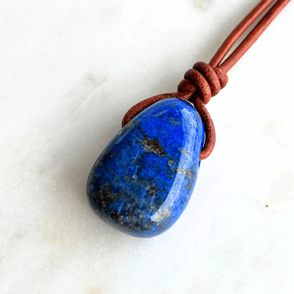 Lapis Lazuli Gemstone Pendant Necklace - Regal Splendor