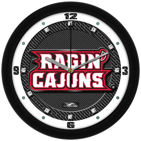 Louisiana Ragin' Cajuns Wall Clock - Carbon Fiber Textured