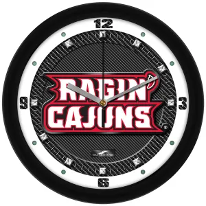 Louisiana Ragin' Cajuns Wall Clock - Carbon Fiber Textured