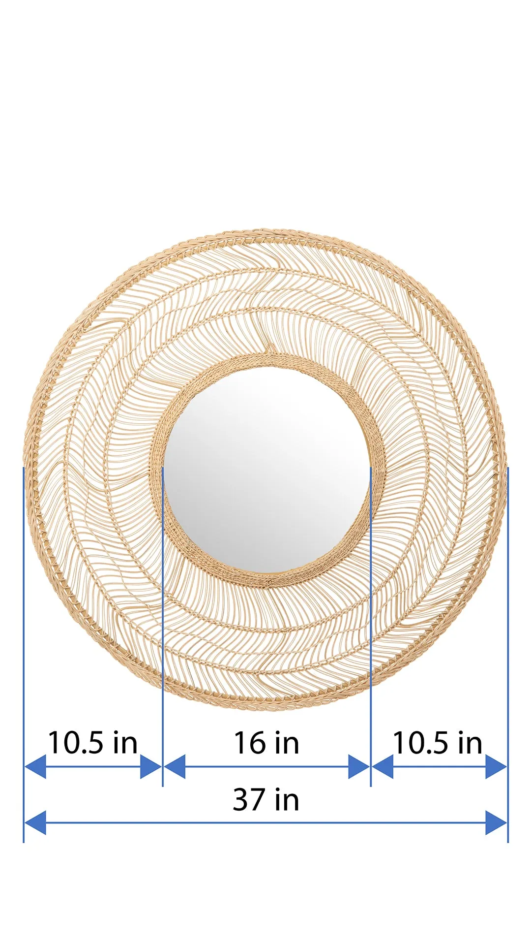 Luhu Round Cane Rib Decorative Wall Mirror