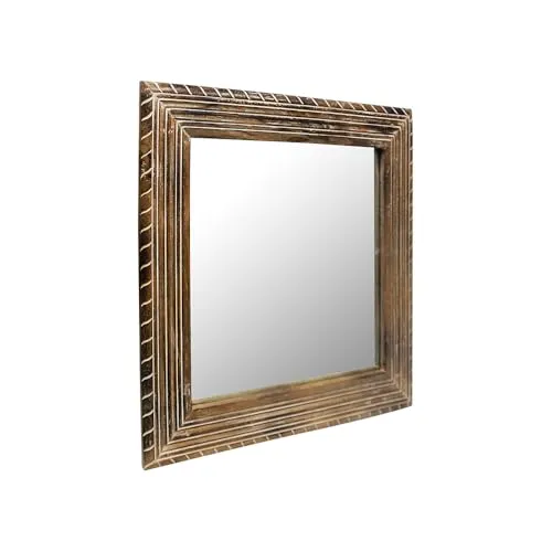 Metalsmith Elegant Hanging Mirror with Wooden Frame for Bathroom, Bedroom, Wall Décor and Living Room