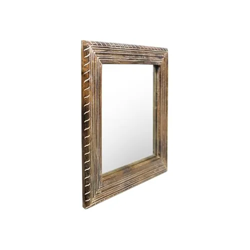 Metalsmith Elegant Hanging Mirror with Wooden Frame for Bathroom, Bedroom, Wall Décor and Living Room