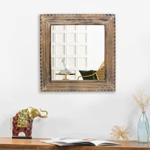 Metalsmith Elegant Hanging Mirror with Wooden Frame for Bathroom, Bedroom, Wall Décor and Living Room