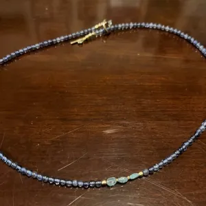 Micro Beaded Necklace with Gold Clip