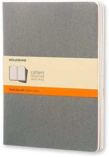 Moleskine Set of 3 Cahier Ruled X-Large Journals Pebble Grey