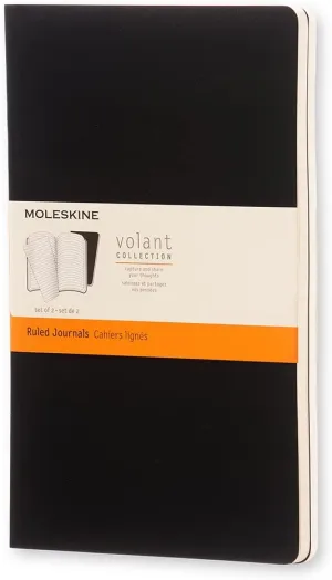 Moleskine Volant Ruled Large Notebook Set of 2 Black