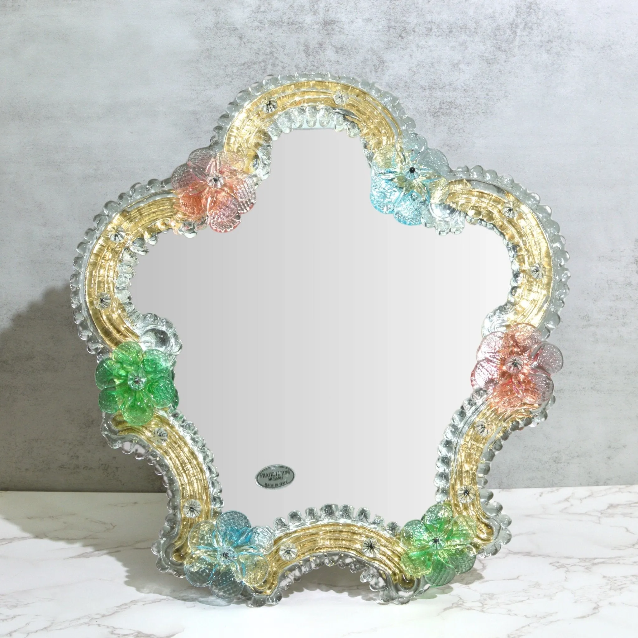 Murano Glass Duchess Standing Vanity Mirror, Made in Italy