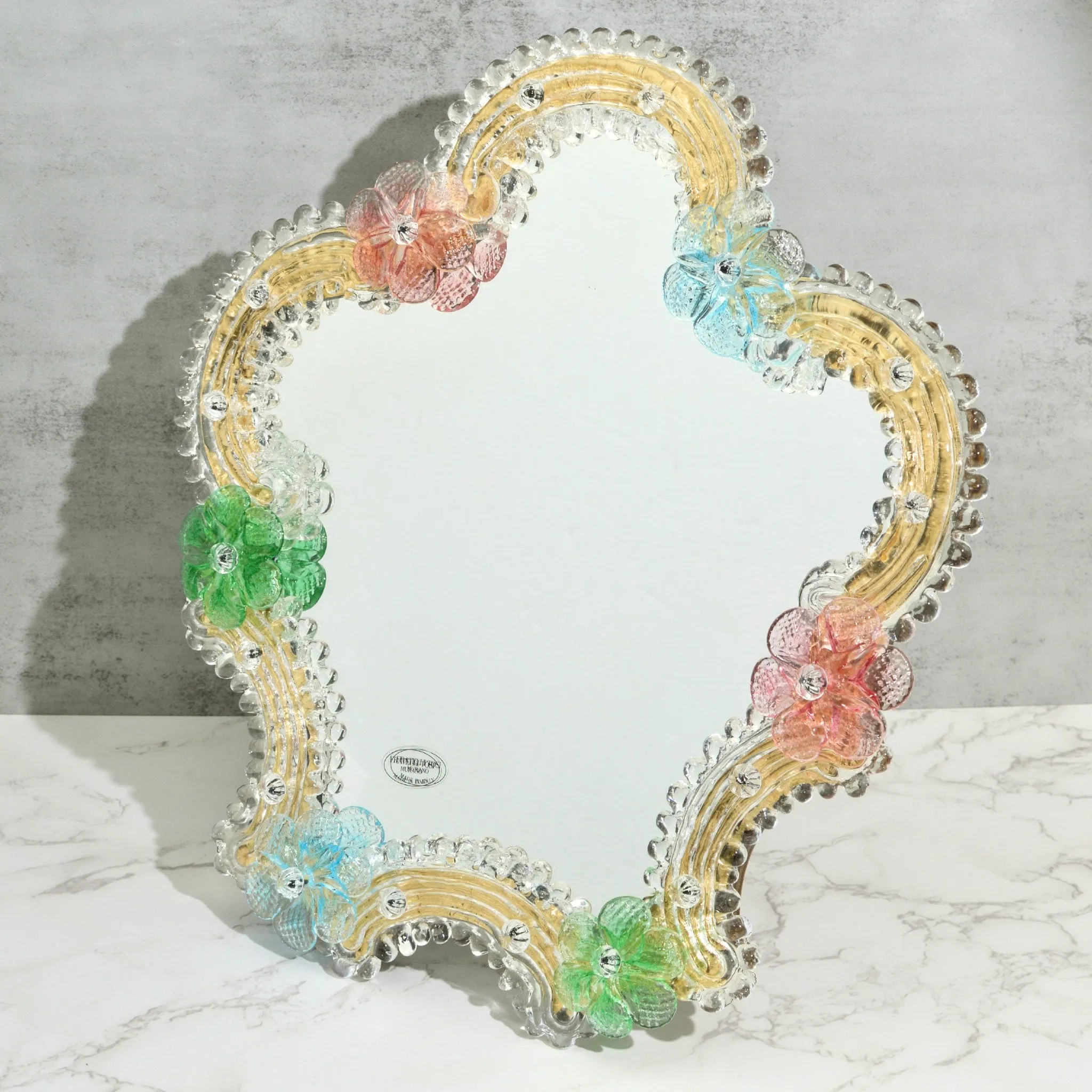 Murano Glass Duchess Standing Vanity Mirror, Made in Italy