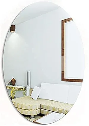 Navaliya Wall Mirror Tiles Decor Acrylic-Full Mirrors Flexible Decorative Mirror Sheets Adhesive Mirror Stickers for Door Bedroom Bathroom Shower Gym (30 X 20 Cm) (Oval Shape)