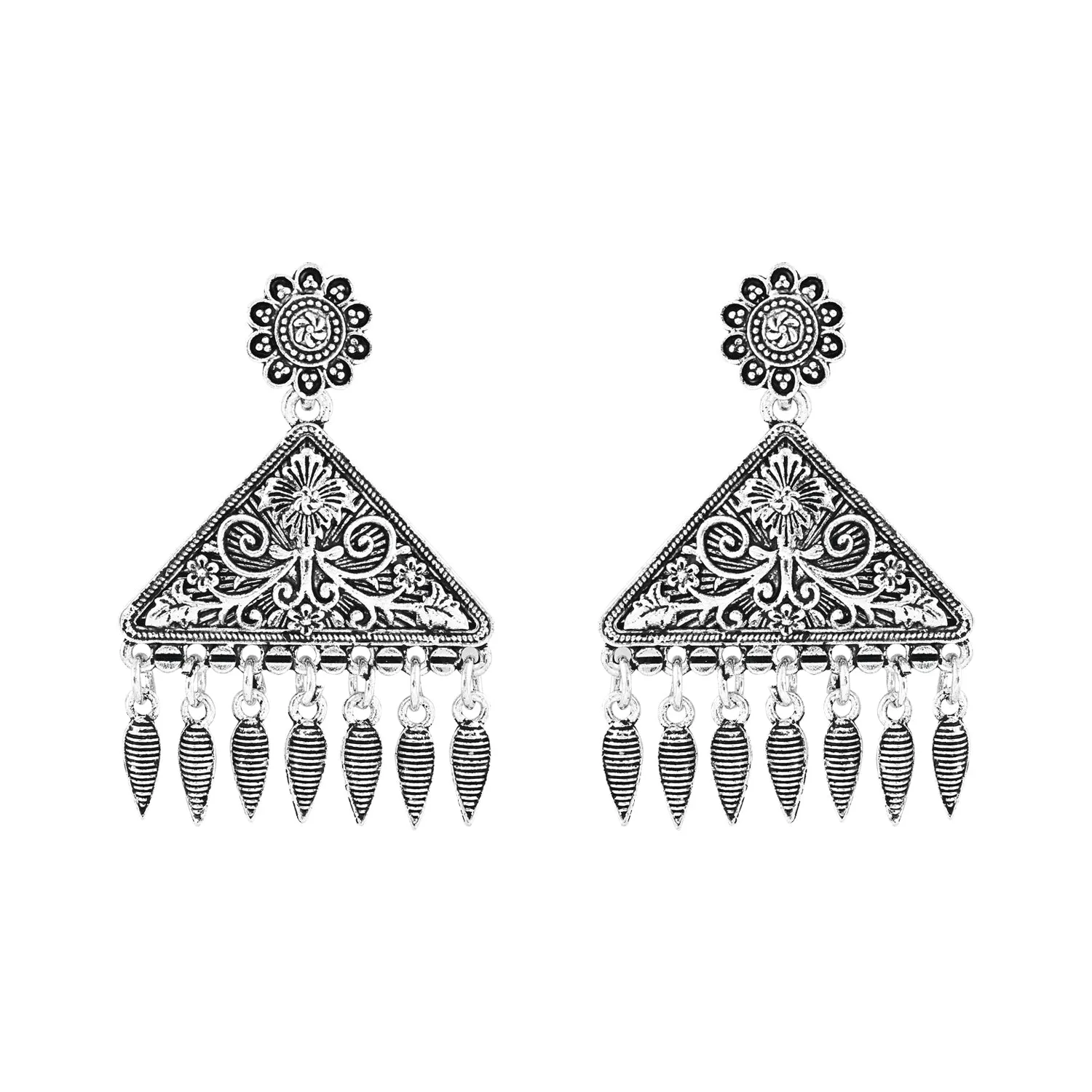 Navratri Ethnic Silver Oxidized Afghani Style Trending Earrings For Women & Girls