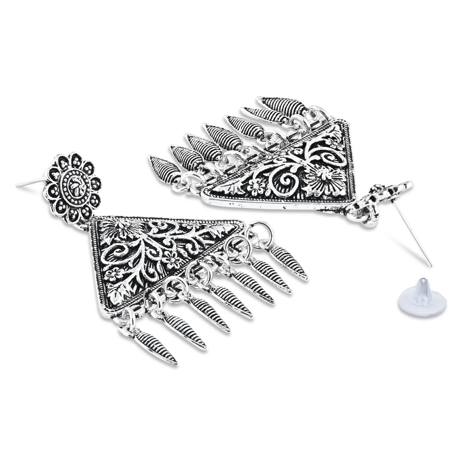 Navratri Ethnic Silver Oxidized Afghani Style Trending Earrings For Women & Girls