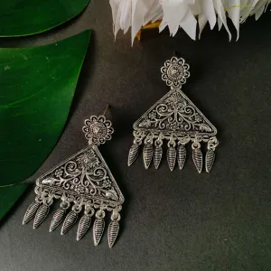 Navratri Ethnic Silver Oxidized Afghani Style Trending Earrings For Women & Girls