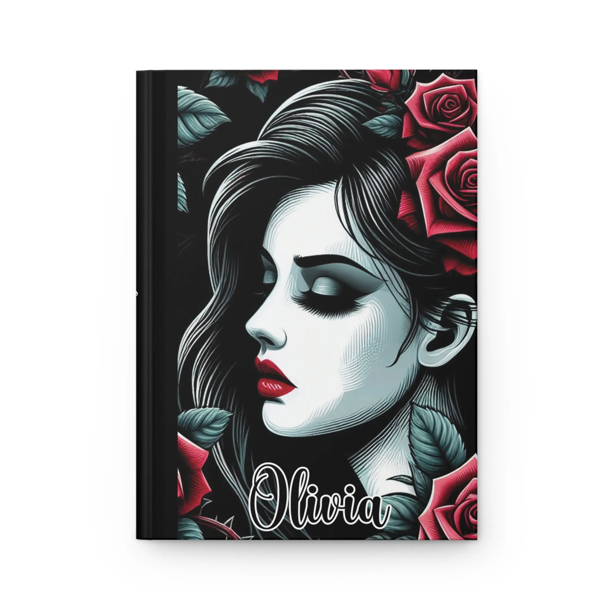 Personalised Hardcover Journal Matte, Girl and Roses, awd-1686