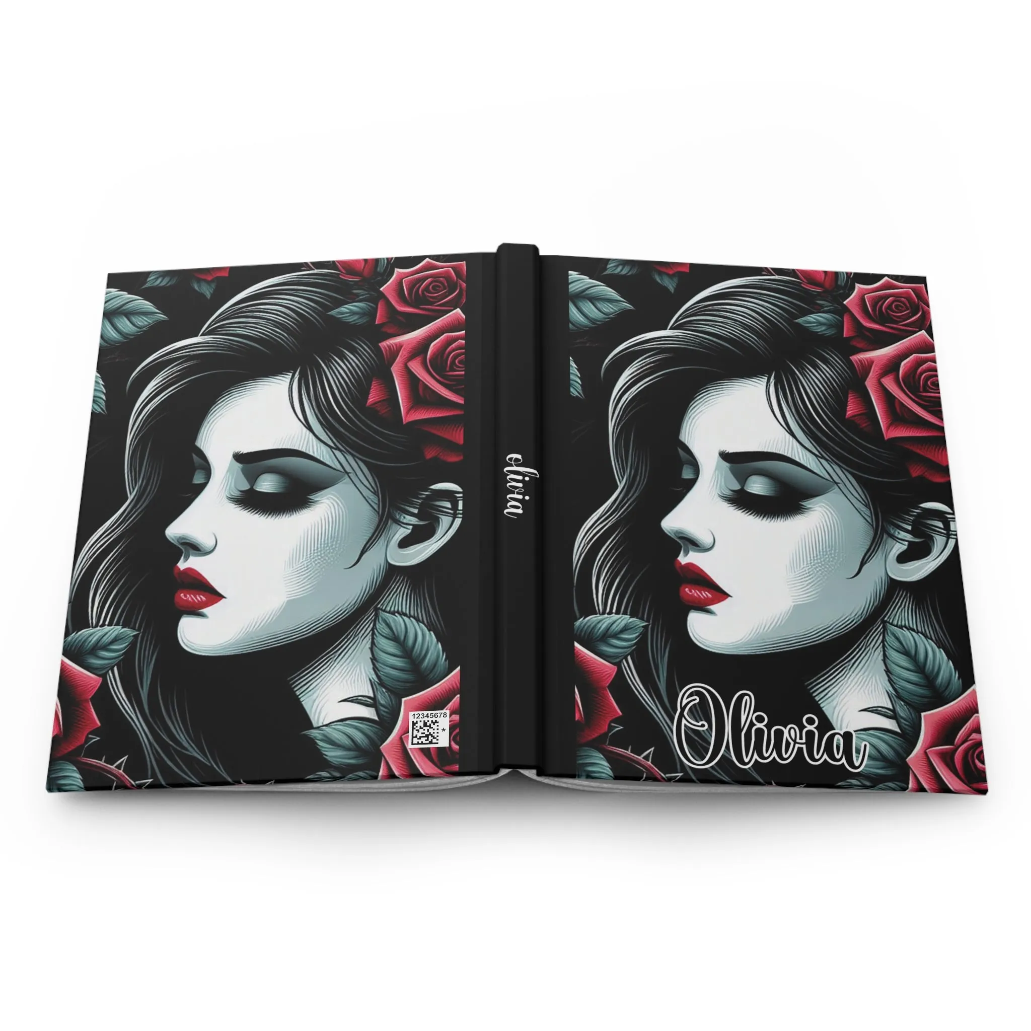 Personalised Hardcover Journal Matte, Girl and Roses, awd-1686