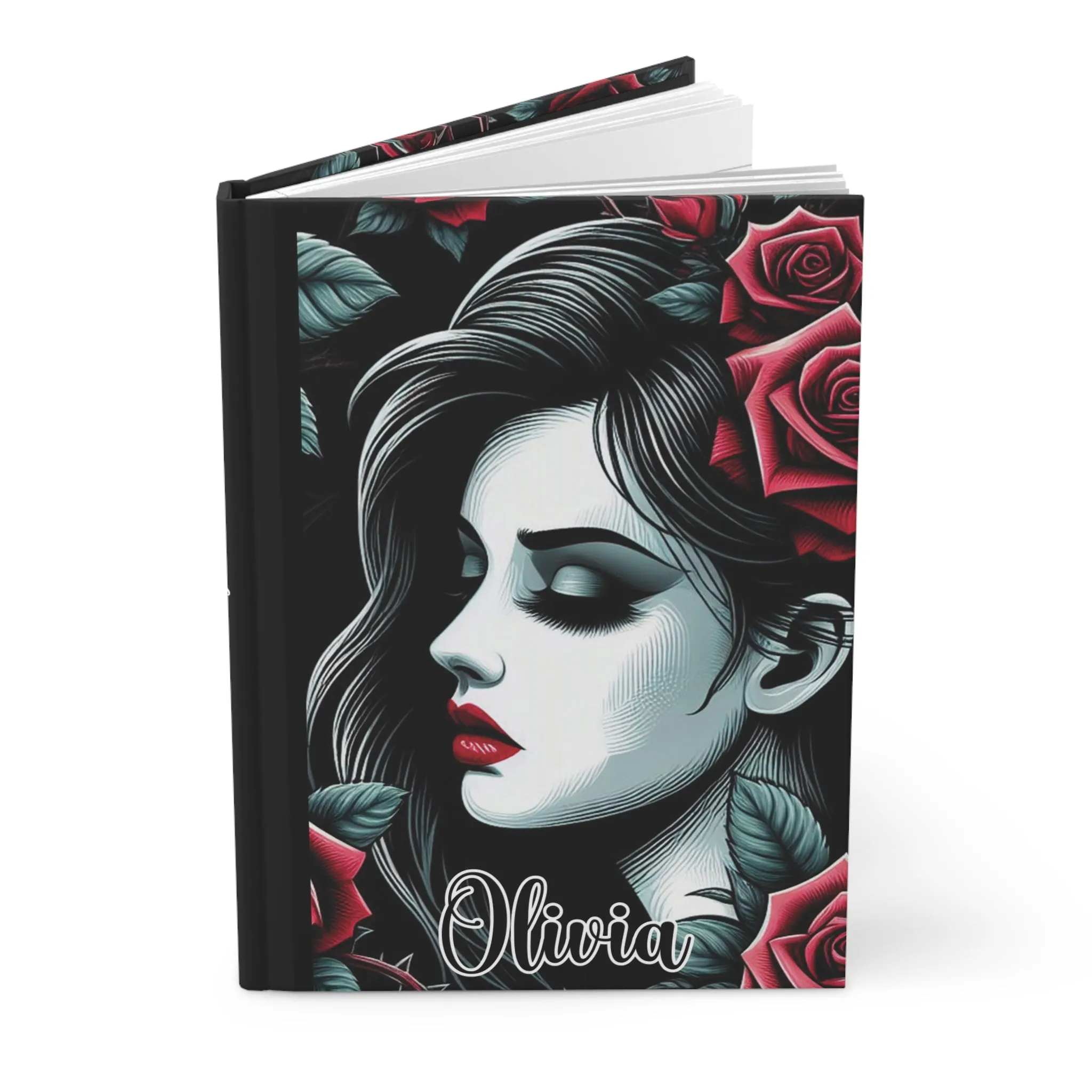 Personalised Hardcover Journal Matte, Girl and Roses, awd-1686