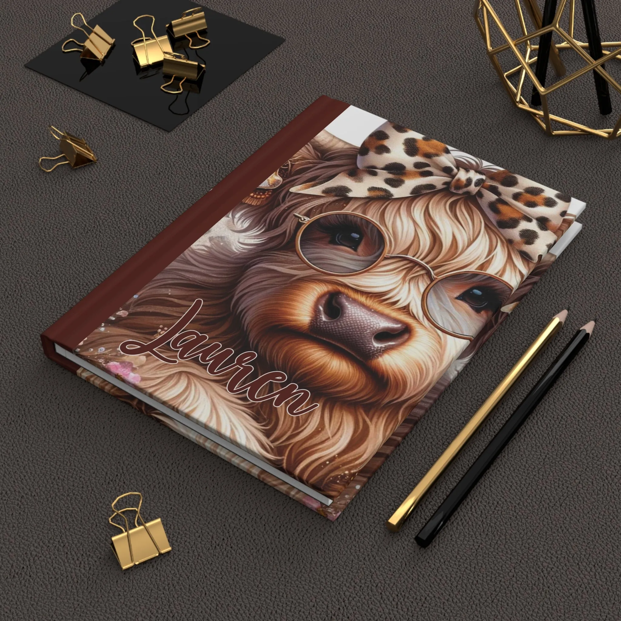 Personalised Hardcover Journal Matte, Highland Cow, awd-1410