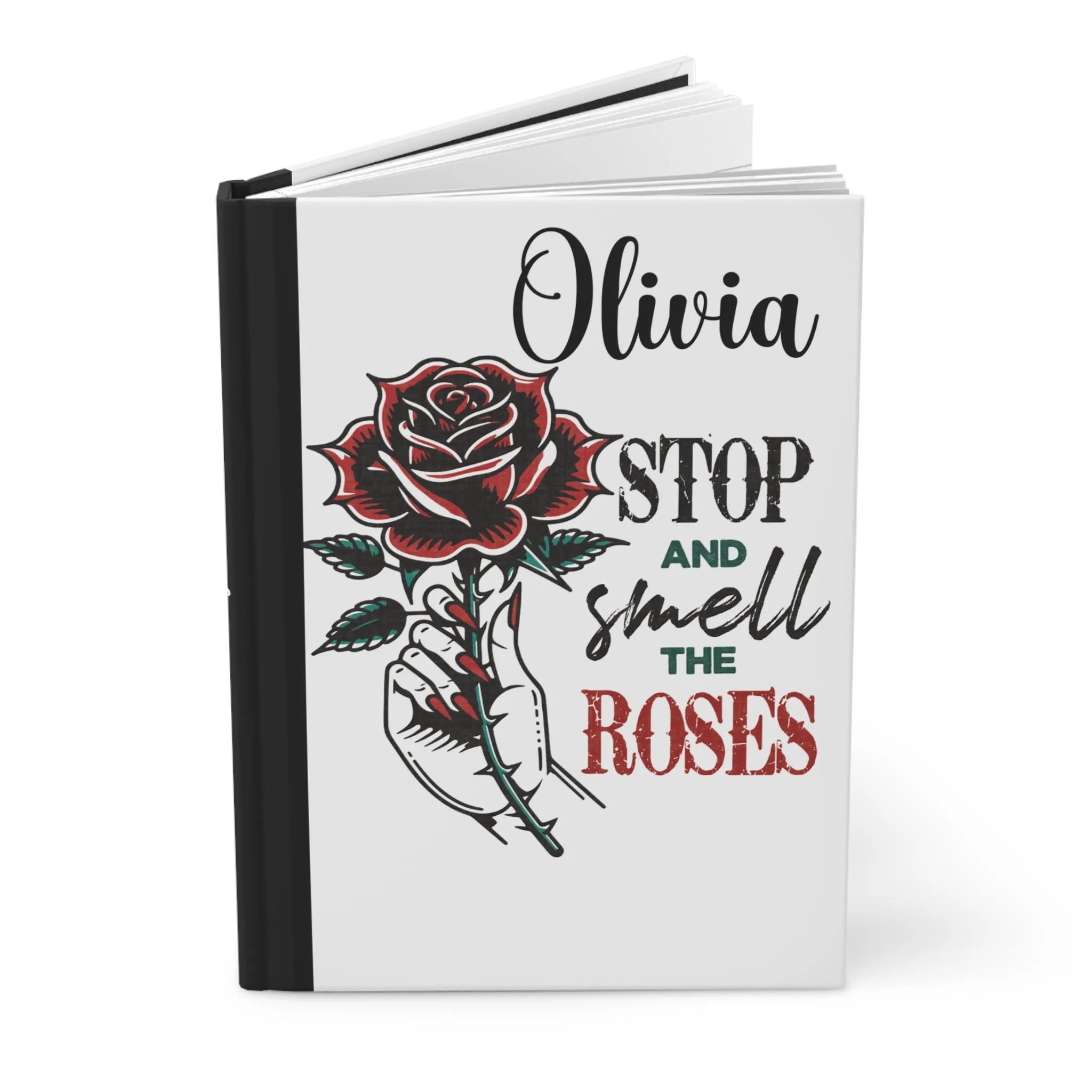 Personalised Hardcover Journal Matte, Stop and Smell the Roses, awd-1656