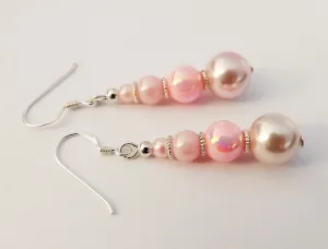 Pink Pearl Finish Bead Earrings