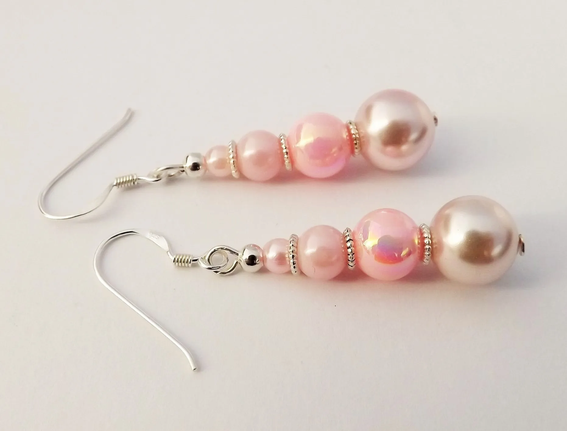 Pink Pearl Finish Bead Earrings