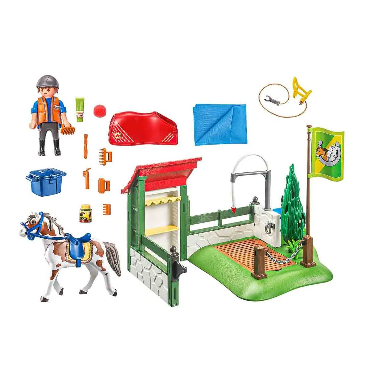 Playmobil Country Horse Grooming Station with Functional Water Pump