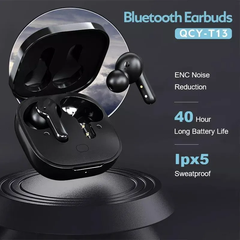 QCY T13 Wireless Earbuds: Ultimate Sound & 40-Hour Playback - Noise Cancellation & Custom EQ