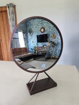 Quality Glass Modern Elegance Round Wall-Mounted Mirror Metal Framed Wall Mirror Bathroom Mirror Living Room Mirror Home Decor Mirror 18 x 18 Inches Copper MF 78