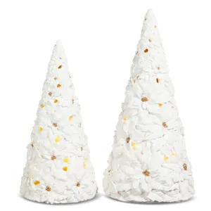 Raz 2023 Celebrate The Season 17" White Lighted Poinsettia Trees, Set of 2