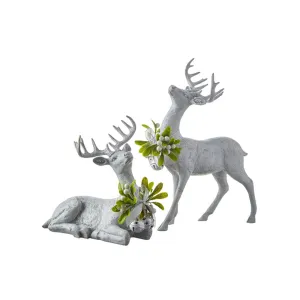 Raz Imports 2021 Holiday Homestead 13.5-inch Deer Figurine, Set of 2