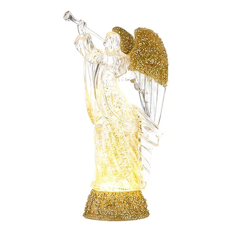 Raz Imports 2022 12" Lighted Angel With Trumpet And Swirling Glitter