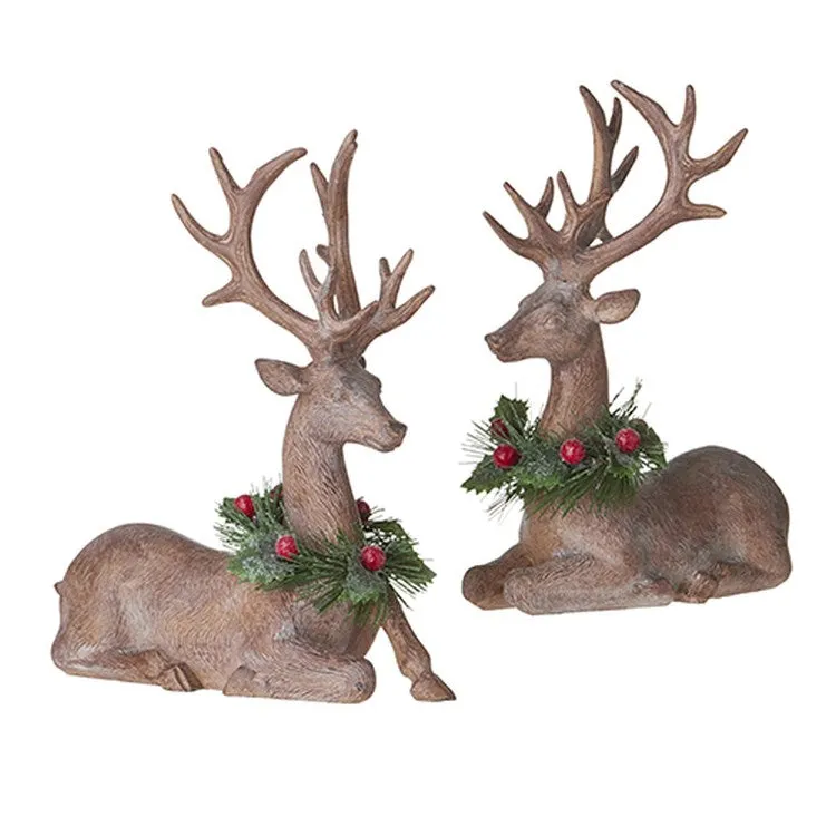 Raz Imports 2022 Christmas At The Lodge 8.75" Deer, Set of 2