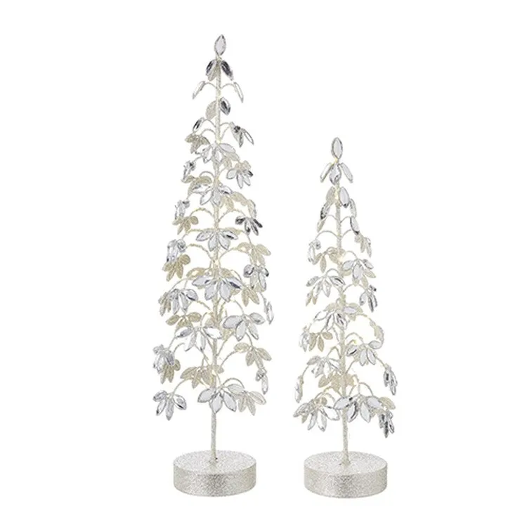 Raz Imports 2022 City Of Lights 21" White Lighted Glitter Jewel Tree, 2 Set