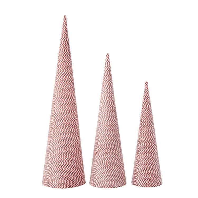 Raz Imports 2022 Merrymint 29.5" Red And White Striped Rope Cone Trees, Set of 3