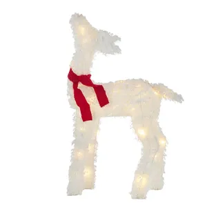 Raz Imports 2022 North Pole Friends 30" Flocked Tinsel Lighted Deer