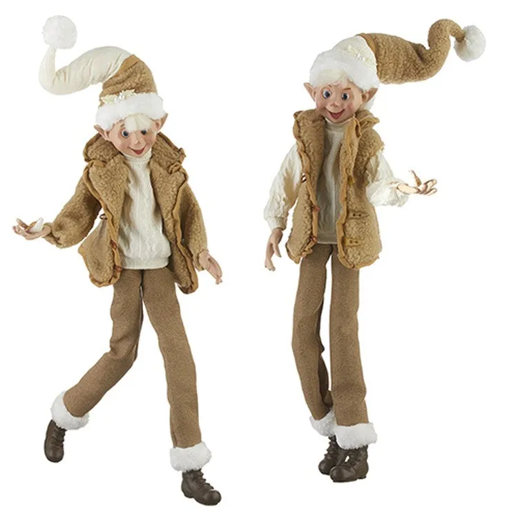 Raz Imports 2022 Winter Cottage 30" Cozy Posable Elf, Asst Of 2