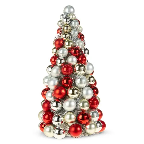 Raz Imports 2023 Holiday Cheers 15.5" Red And Silver Ball Ornament Tree