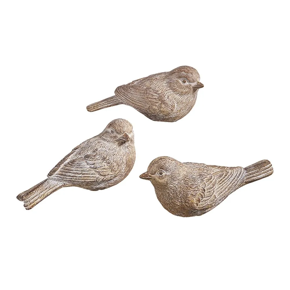 Raz Imports 2023 Rustic Renewal 5" Brown Concrete Finish Bird, Asst of 3.