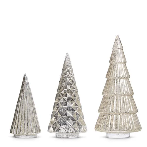 Raz Imports 2023 Winter Frost 11.5" Silver Mercury Trees, Set of 3