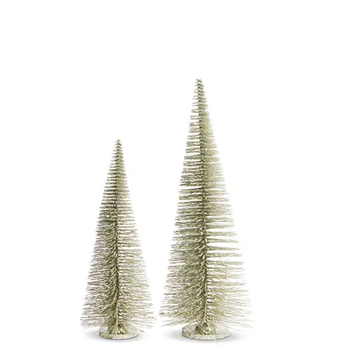 Raz Imports 2023 Winter Frost 31.5" Champagne Green Bottle Brush Trees, Set of 2