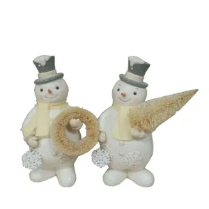 Regency 8.5"Prpulp Vintage Snowman W/Wrth/Tree, Set Of 2, Assortment