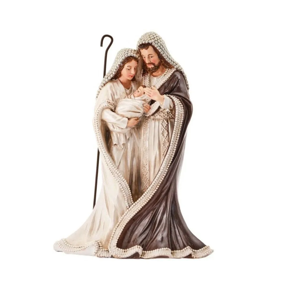 Regency International  Holy Family with Pearls Figurine, 12 inches, Silver White