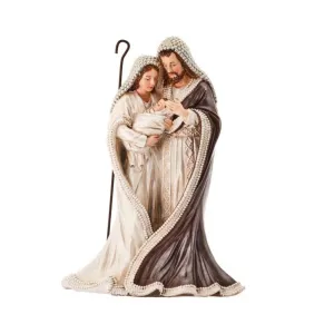 Regency International  Holy Family with Pearls Figurine, 12 inches, Silver White