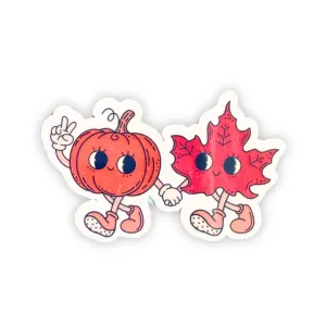 Retro Pumpkin and Leaf Fall Sticker