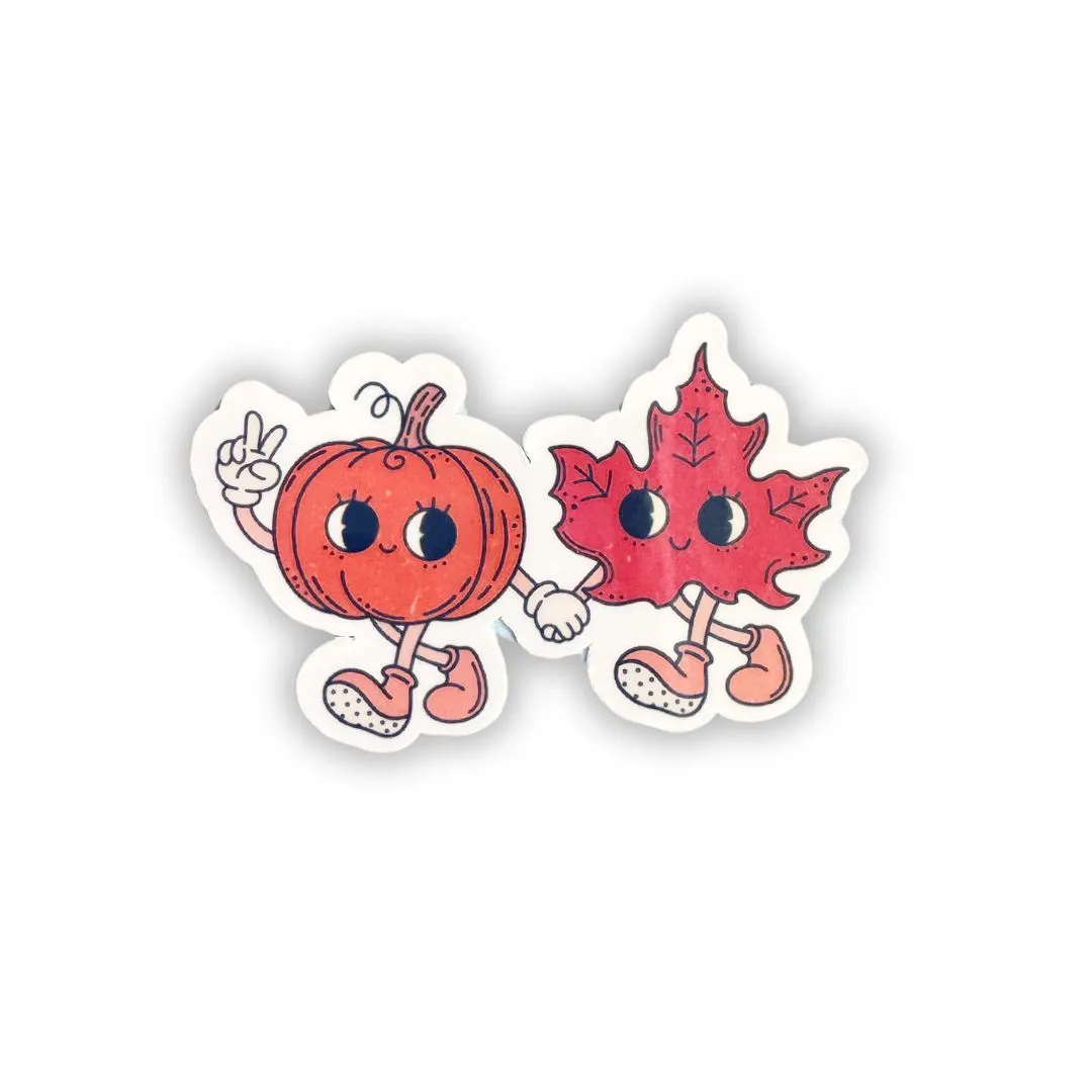 Retro Pumpkin and Leaf Fall Sticker