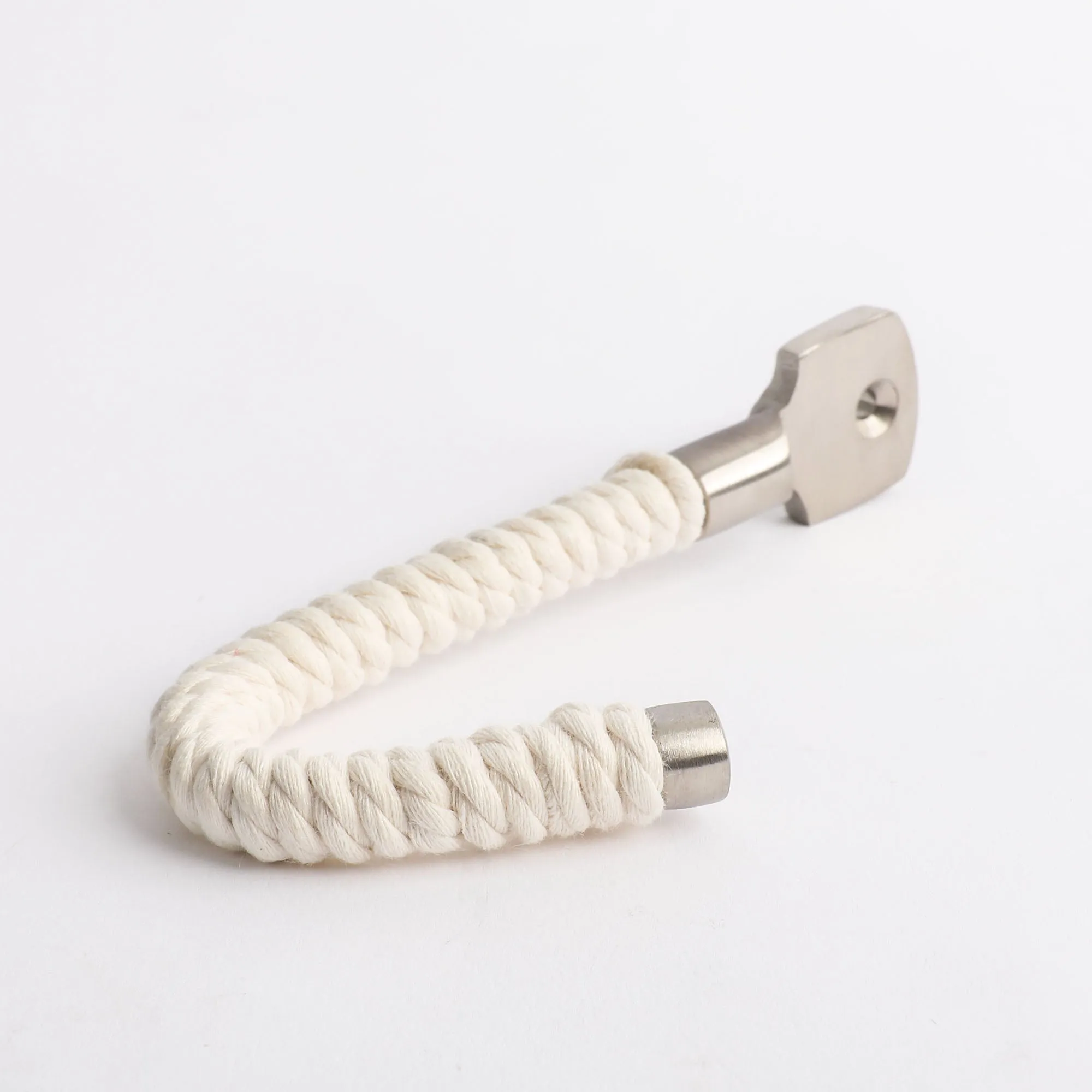 Rope Hook - White Cotton with Satin Nickel