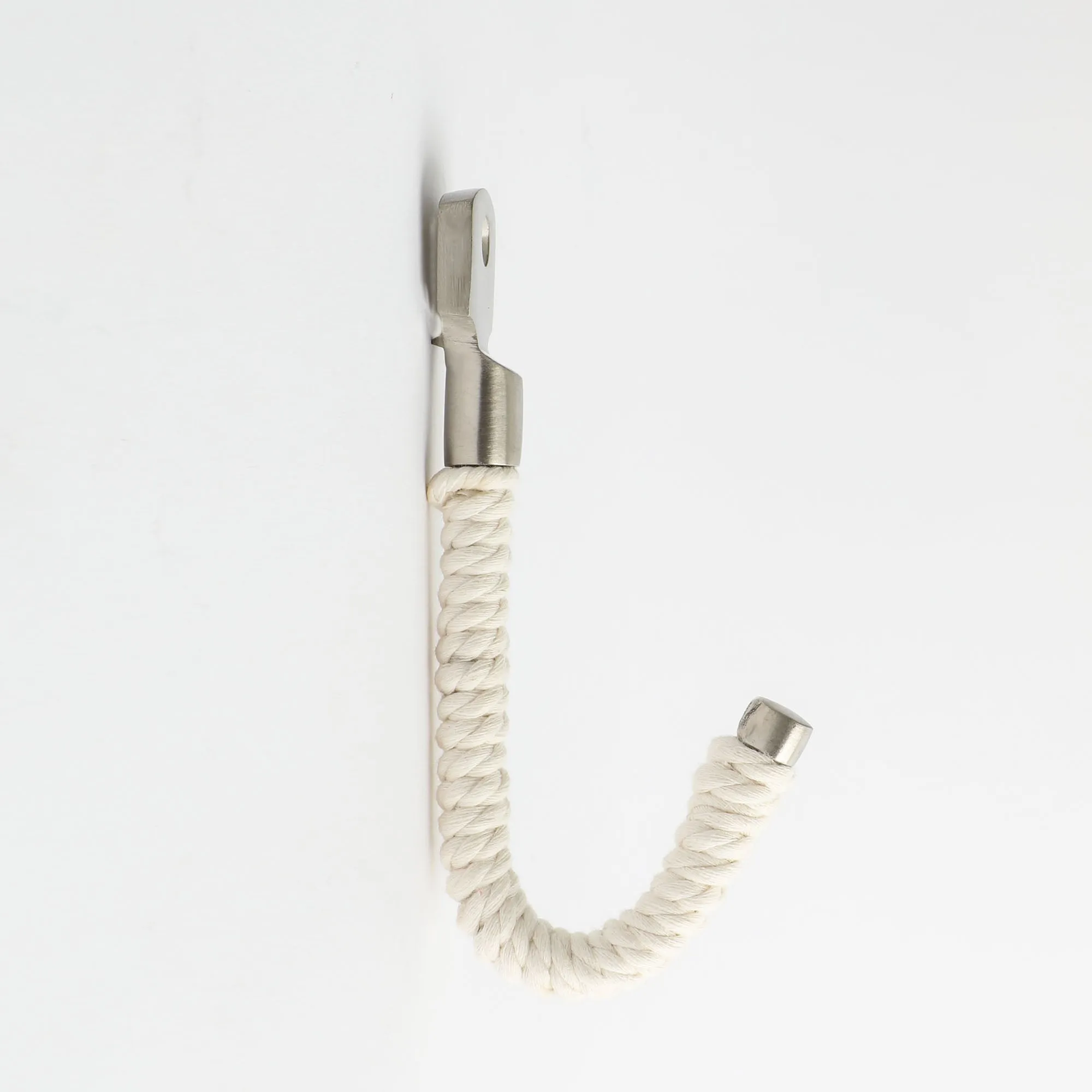 Rope Hook - White Cotton with Satin Nickel