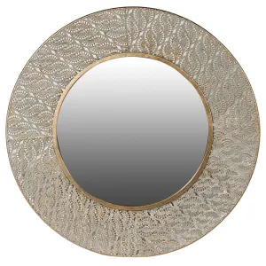 Round Metal Filigree Framed Mirror