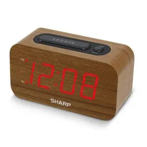 Sharp 1.2" Red LED Woodgrain Snooze Alarm Clock SPC692