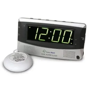 Sonic Alert 1.8" LED Display Snooze Super Shaker Dual Alarm Clock SBD375SS