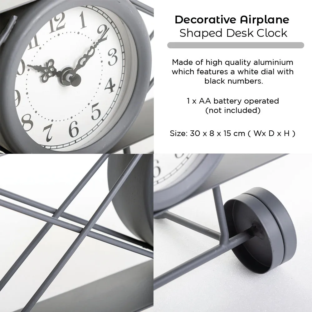 Table Clock - Metal Airplane Shape